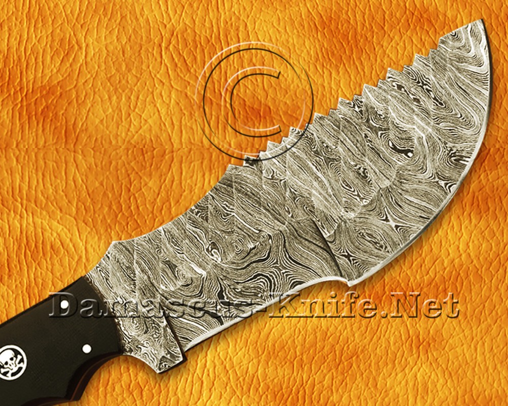Custom Handmade Damascus Steel Outdoor Tracker Knife - Black G10 Handle - TK921