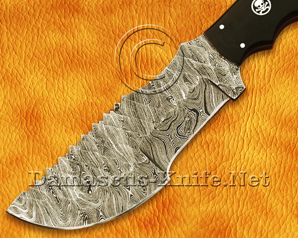 Custom Handmade Damascus Steel Outdoor Tracker Knife - Black G10 Handle - TK921