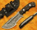 Handmade Damascus Steel Curved Field-Utility Implement - Black G10 - TK922