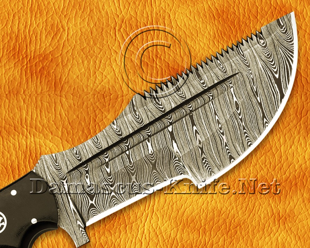 Custom Handmade Damascus Steel Outdoor Tracker Knife - Black G10 Handle - TK922
