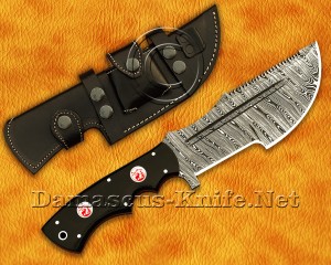 Custom Handmade Damascus Steel Outdoor Tracker Knife - Black G10 Handle - TK923