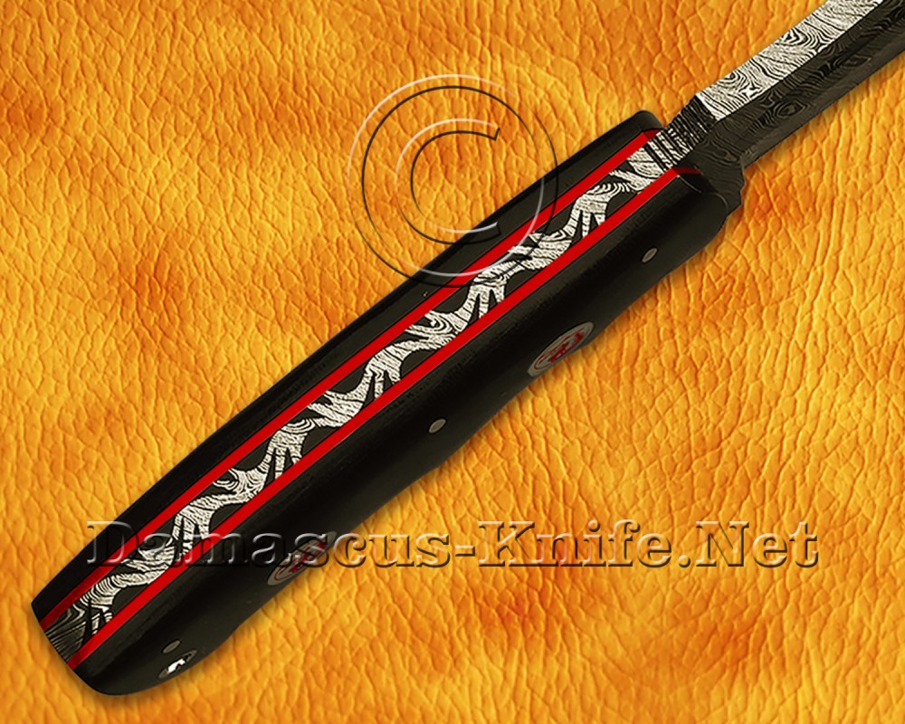 Custom Handmade Damascus Steel Outdoor Tracker Knife - Black G10 Handle - TK923
