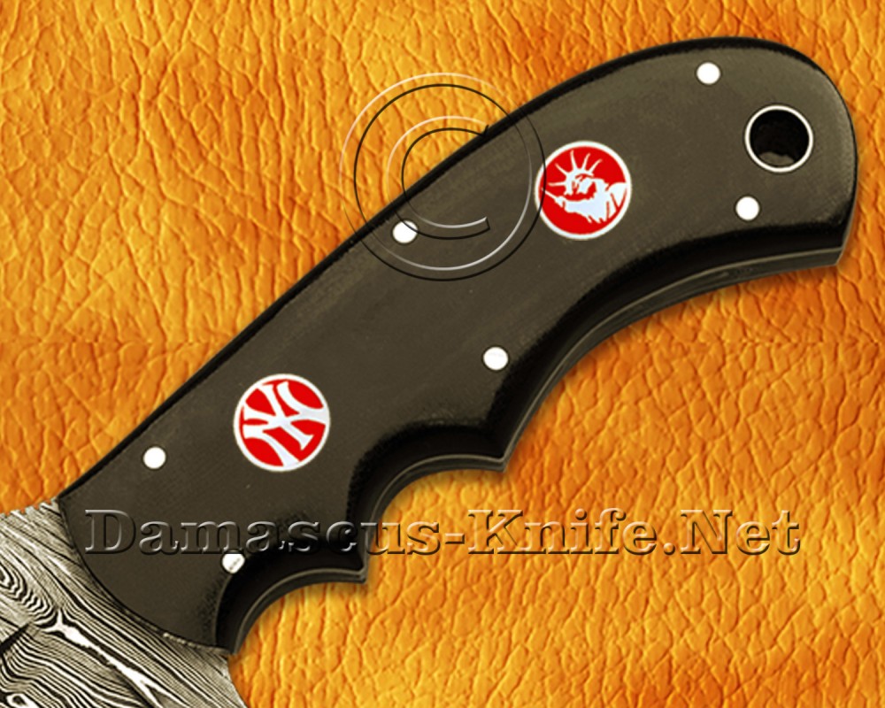 Custom Handmade Damascus Steel Outdoor Tracker Knife - Black G10 Handle - TK924