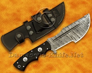 Custom Handmade Damascus Steel Outdoor Tracker Knife - Black G10 Handle - TK925