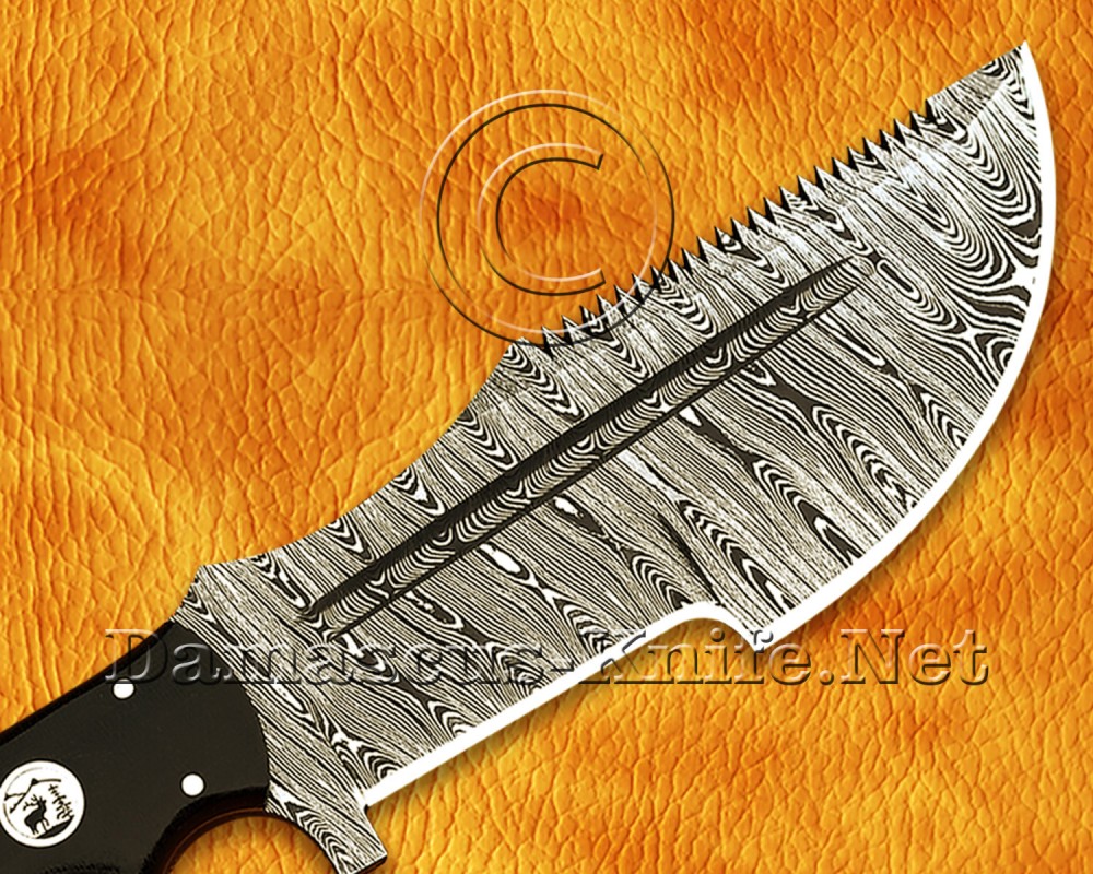 Custom Handmade Damascus Steel Outdoor Tracker Knife - Black G10 Handle - TK925