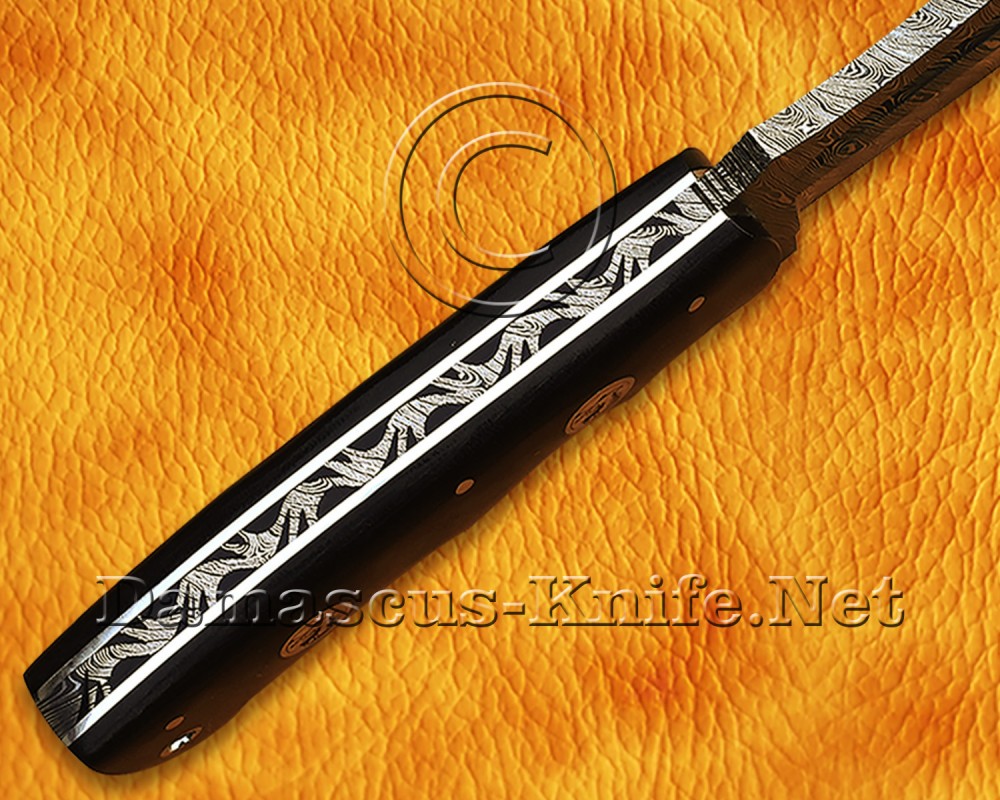 Custom Handmade Damascus Steel Outdoor Tracker Knife - Black G10 Handle - TK925