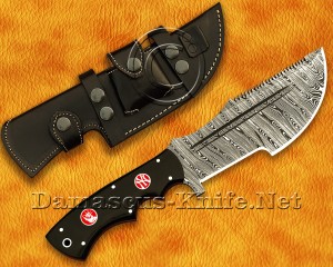 Custom Handmade Damascus Steel Outdoor Tracker Knife - Black G10 Handle - TK927