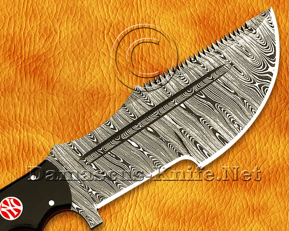 Custom Handmade Damascus Steel Outdoor Tracker Knife - Black G10 Handle - TK927