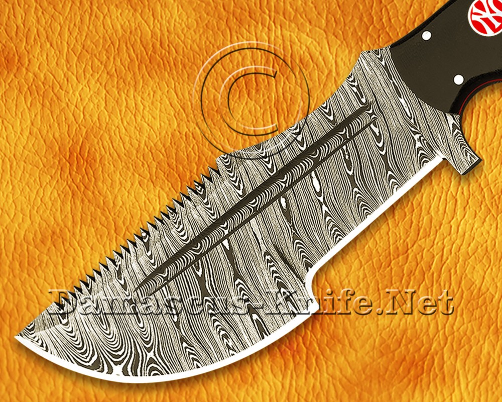 Custom Handmade Damascus Steel Outdoor Tracker Knife - Black G10 Handle - TK927