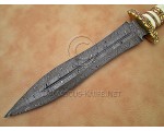 Hand-Forged Damascus Artisan Prep Implement - Twist Pattern & Brass File-work - CK890