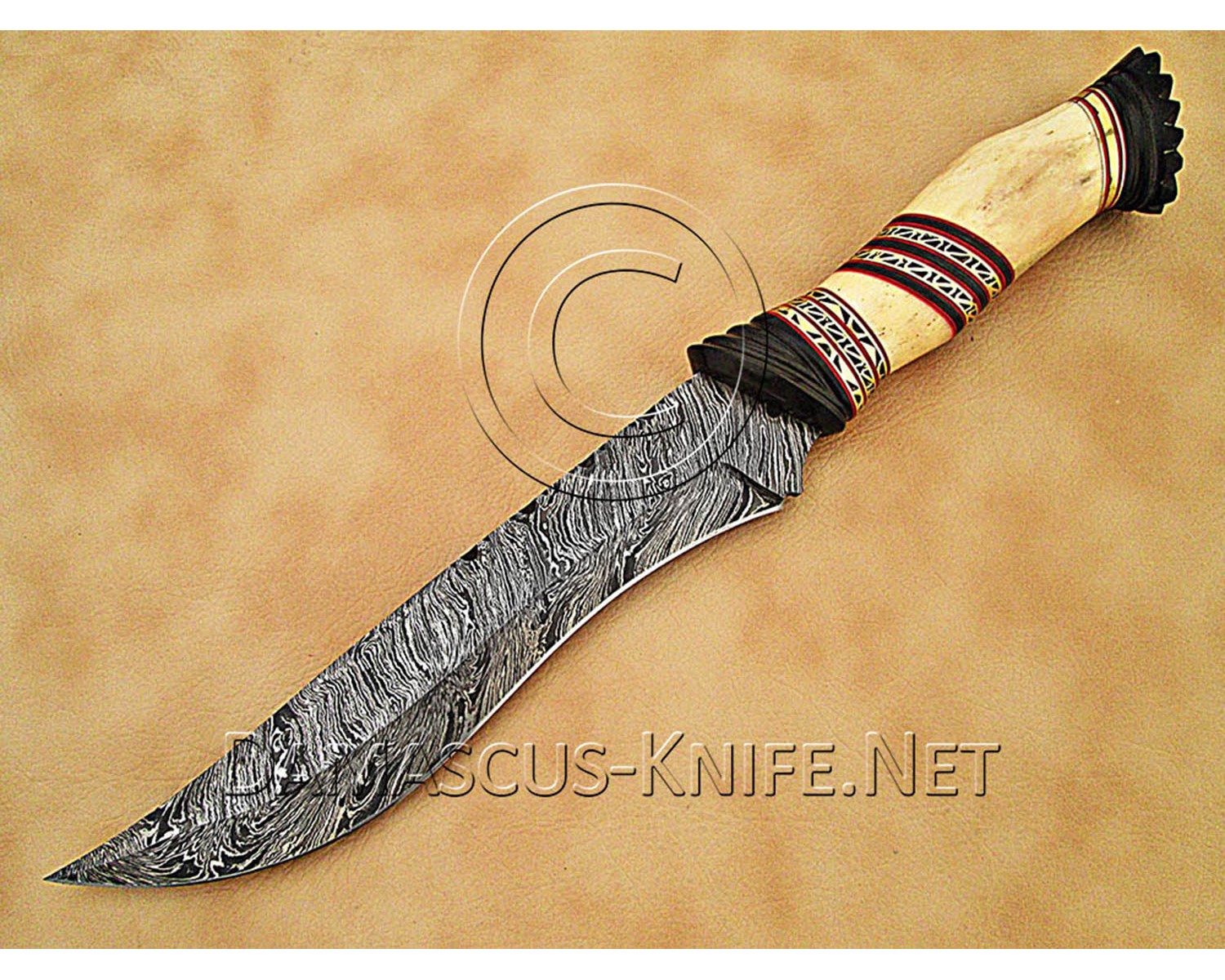 Hand-Forged Damascus Artisan Prep Implement - Bone & Horn - CK892