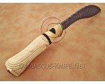 Hand-Forged Damascus Curved Artisan Prep Implement - Natural Bone Handle - CK900