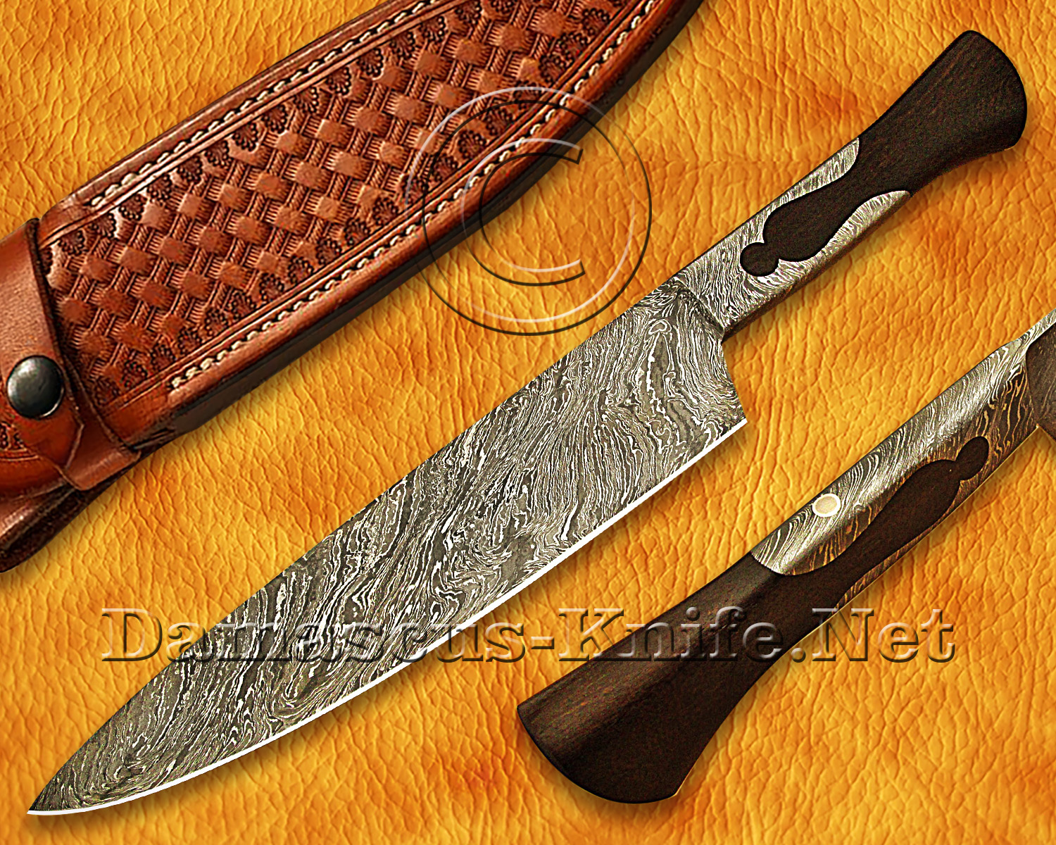 Personalized Handmade Damascus Steel Full Integral Kitchen Knife
