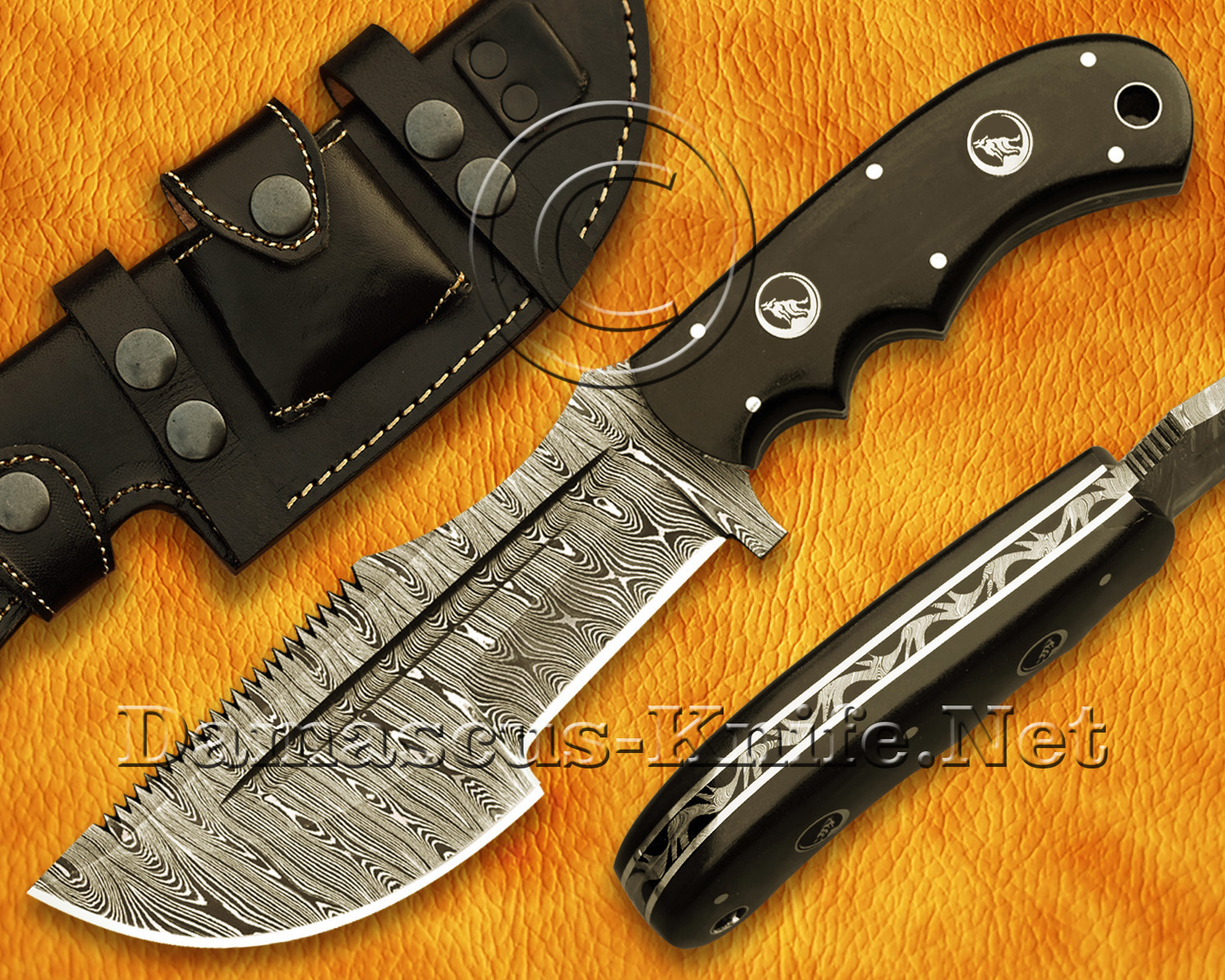 Handmade Damascus Steel Tracker Knife with G10 Micarta Handle