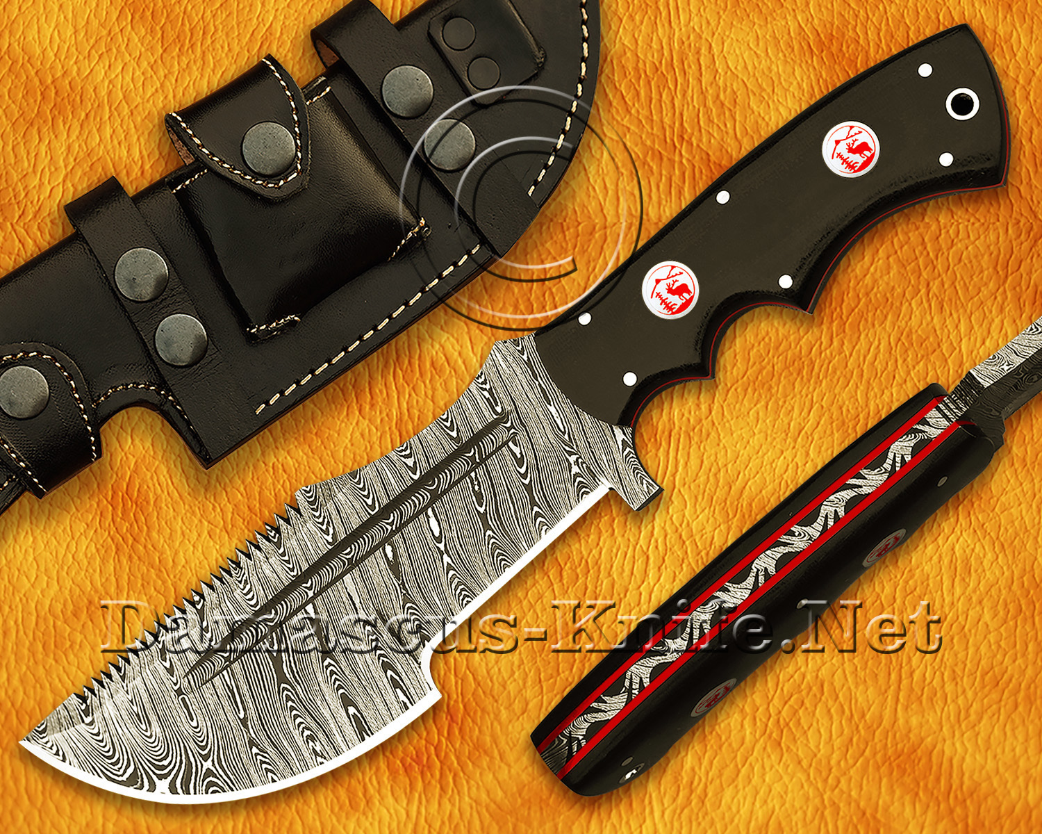 Handmade Damascus Steel Tracker Knife with G10 Micarta Handle
